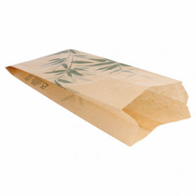 Sac à sandwich 34g/m² 9x4x22cm parchemin anti-graisse naturel motifs feuilles vertes - Lot de 500