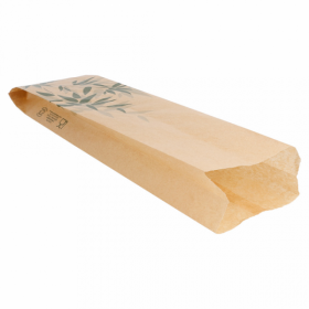 Sachet baguette 34g/m² 9x4x30cm parchemin anti-graisse naturel motifs feuilles vertes - Lot de 500