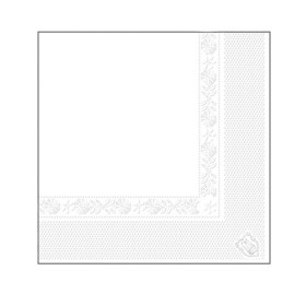 Serviette blanche en papier tissu 2 plis 40 x 40cm - Lot de 100
