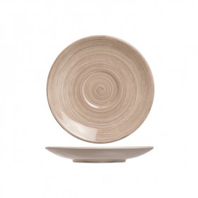 Sous-tasse à déjeuner beige et marron 17cm en grès - Lot de 6