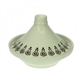 Tajine en grès blanc crème avec motif 28cm