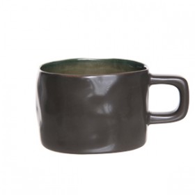 Tasse à déjeuner seule noire et verte 23cl - Lot de 4