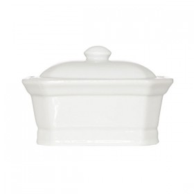 Terrine pâté rectangulaire blanche avec couvercle 13x10cm 250ml