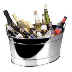 Vasque à champagne / bassine ovale en inox 18/10 - 61 x 43 x 28 cm