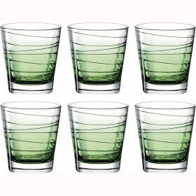 Verre à eau forme basse motifs rayures vert 25cl - Lot de 6
