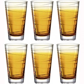 Verre à eau forme haute motifs rayures orange 28cl - Lot de 6