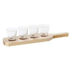 4 verrines 5cl sur planche de service en bois 35 X 7,5 X 2cm