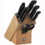 Bloc de couteaux en bois - 8 pièces - manche noir - Four Star - Zwilling 