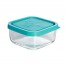 Boîte carrée en verre couvercle plastique turquoise 10 x 10 cm - Frigoverre - Bormioli Rocco