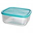 Boîte carrée en verre couvercle plastique turquoise 22 x 22 cm - Frigoverre - Bormioli Rocco