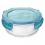 Boîte hermétique ronde en verre couvercle plastique bleu 14 x 6.5 cm - Frigoverre - Bormioli Rocco