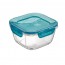 Boîte hermétique carrée en verre couvercle plastique bleu 14 x 14 cm - Frigoverre - Bormioli Rocco