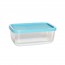 Boîte rectangulaire en verre couvercle plastique bleu 21 x 13 cm - Frigoverre - Bormioli Rocco