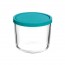 Boîte de conservation ronde haute en verre couvercle plastique turquoise 12 cm - Frigoverre - Bormioli Rocco