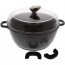 Faitout rond 28cm "façon pierre" fonte d'aluminium - couvercle verre - Premium - Pradel Excellence