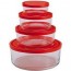 Gelo Box ronde en verre couvercle plastique rouge - Set de 4 - Frigoverre - Bormioli Rocco