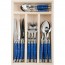 Ménagère 24 pièces manche bleu en inox avec range couverts en bois- Laguiole - Jean Dubost