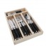 Ménagère 24 pièces manche noir en inox avec range couverts en bois - Laguiole - Jean Dubost