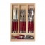 Ménagère 24 pièces rouge en inox - Range couverts en bois Laguiole Jean Dubost