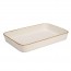 Plat à four rectangulaire porcelaine blanc bord marron 35.5 x 24.5 x 5 cm - Brisbane - Cosy & Trendy