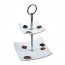 presentoir gateaux motifs 2 niveaux 15x15cm en porcelaine hauteur 24cm buffet cosy & trendy