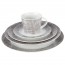 Service de table 20 pièces gris et blanc en porcelaine - Lino Grey - Cosy & Trendy