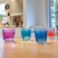 Verre à eau forme basse motifs rayures bleu 25cl - Lot de 6 - Vario Struttura